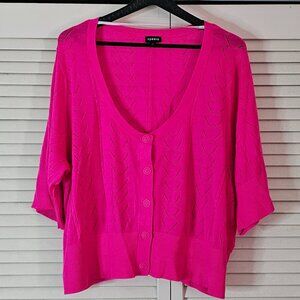 Torrid Hot Pink Pointelle Crop Sweater